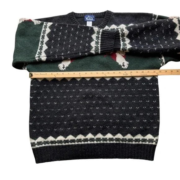 Vintage 90s Woolrich Sweater Mens Large Green Mallard Ducks 100% Wool Hunting - Picture 5 of 13